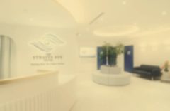 Simulated: the clinic reception with a nuclear cataract.