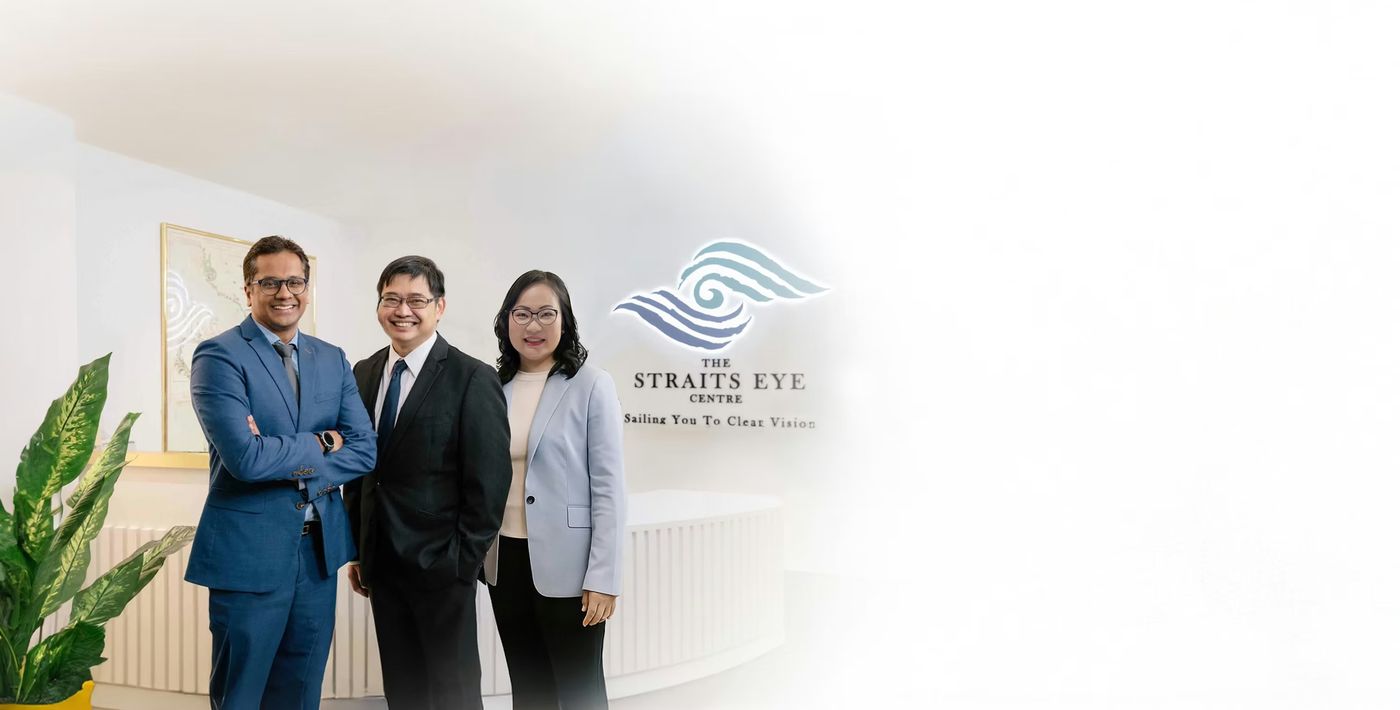Dr Jayant V Iyer, Dr Jason Lee and Dr Audrey Pang at the reception of The Straits Eye Centre.