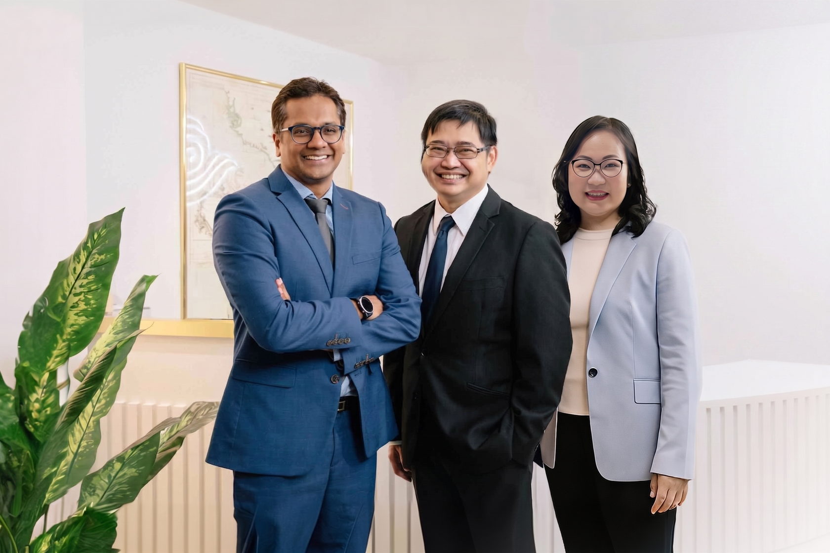 Dr Jayant V Iyer, Dr Jason Lee and Dr Audrey Pang at the reception of The Straits Eye Centre.
